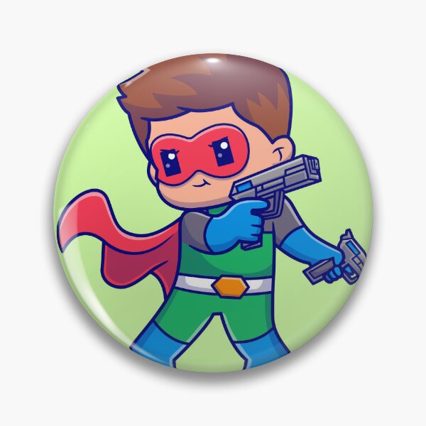Item preview, Cute super hero holding pistol gun cartoon vector icon illustration people holiday designed and sold by hjian8219.
