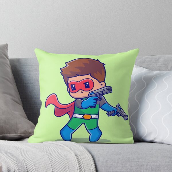 Item preview, Cute super hero holding pistol gun cartoon vector icon illustration people holiday designed and sold by hjian8219.