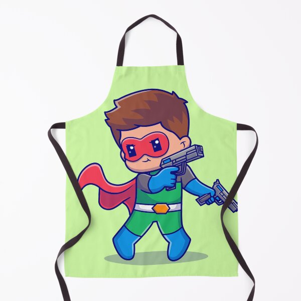 Item preview, Cute super hero holding pistol gun cartoon vector icon illustration people holiday designed and sold by hjian8219.