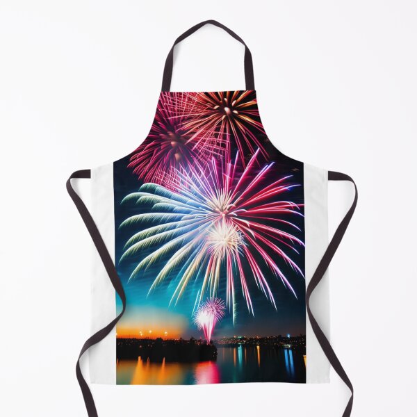 Item preview, AI generated fireworks show in a town by water designed and sold by Tinkerbell678.