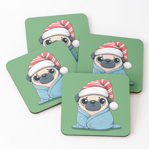 Item preview, Cute Christmas Pug in Blanket designed and sold by KAI-Studio.