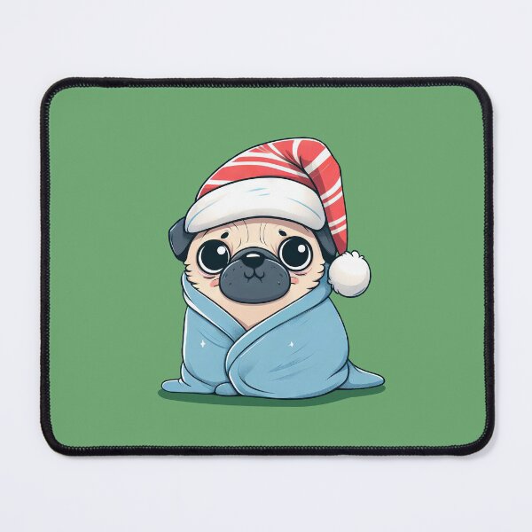 Item preview, Cute Christmas Pug in Blanket designed and sold by KAI-Studio.