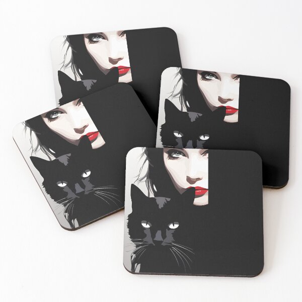 Item preview, Modern Gothic Chic Woman Holding Cat  designed and sold by TinyTints.