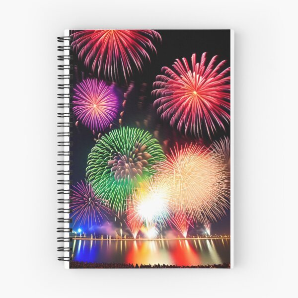 Item preview, AI generated fireworks show in a town by water designed and sold by Tinkerbell678.