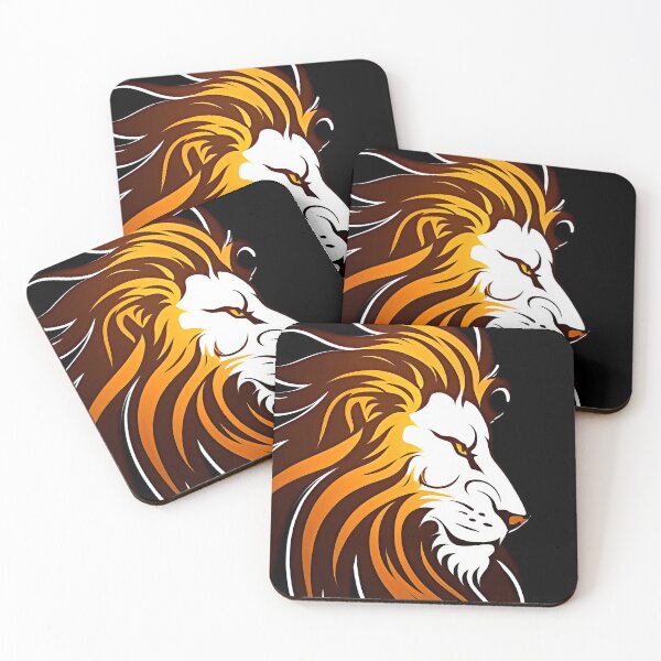 Item preview, The Lion head in orange in the style of dark amber and white designed and sold by MagicColorPrint.