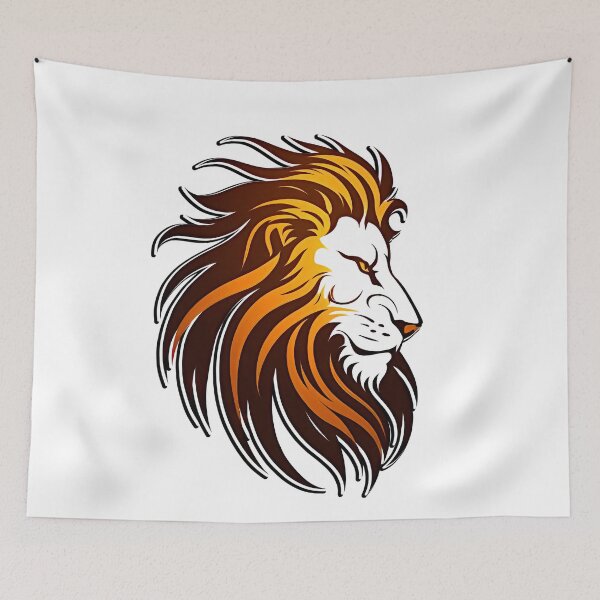 Item preview, The Lion head in orange in the style of dark amber and white designed and sold by MagicColorPrint.