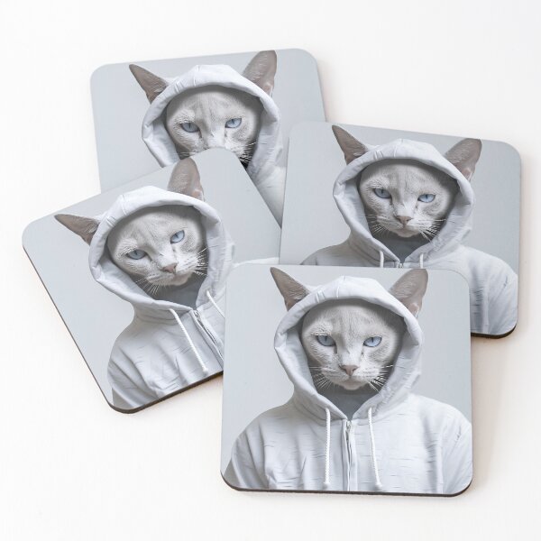Item preview, Photorealistic Cat Portrait with Blue Eyes in Hooded Sweatshirt  designed and sold by TinyTints.