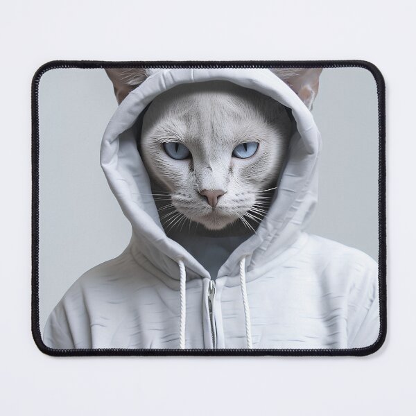 Item preview, Photorealistic Cat Portrait with Blue Eyes in Hooded Sweatshirt  designed and sold by TinyTints.