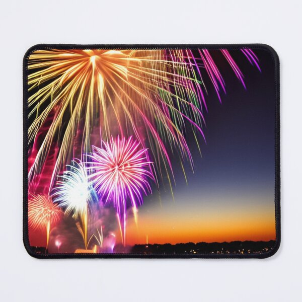 Item preview, AI generated fireworks show in a town by water designed and sold by Tinkerbell678.