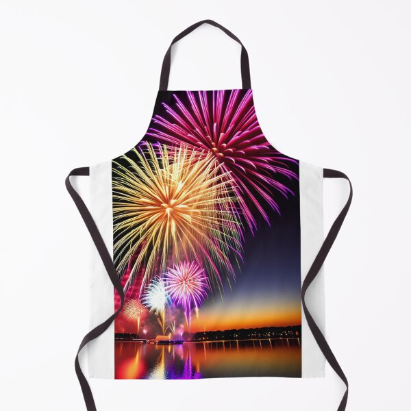 Item preview, AI generated fireworks show in a town by water designed and sold by Tinkerbell678.