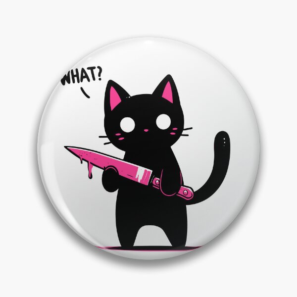 Item preview, Cat what? Murderous Black Cat with knife designed and sold by TomFrontierArt.