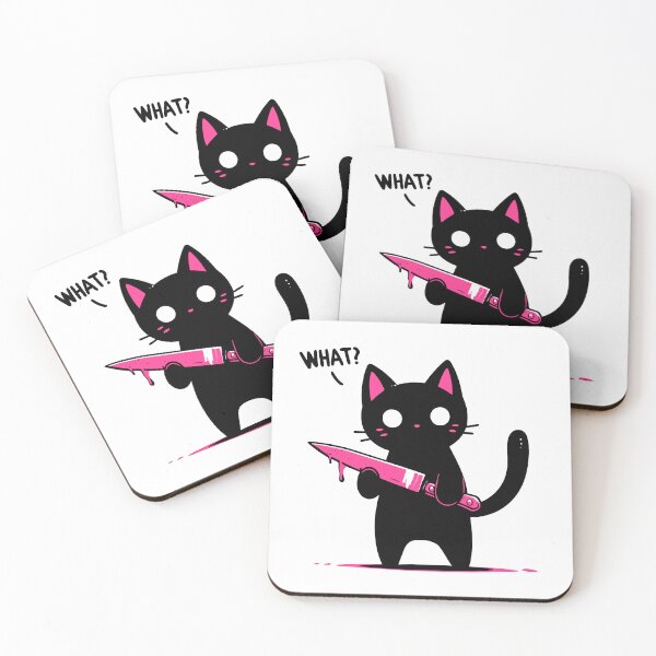 Item preview, Cat what? Murderous Black Cat with knife designed and sold by TomFrontierArt.