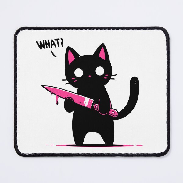 Item preview, Cat what? Murderous Black Cat with knife designed and sold by TomFrontierArt.