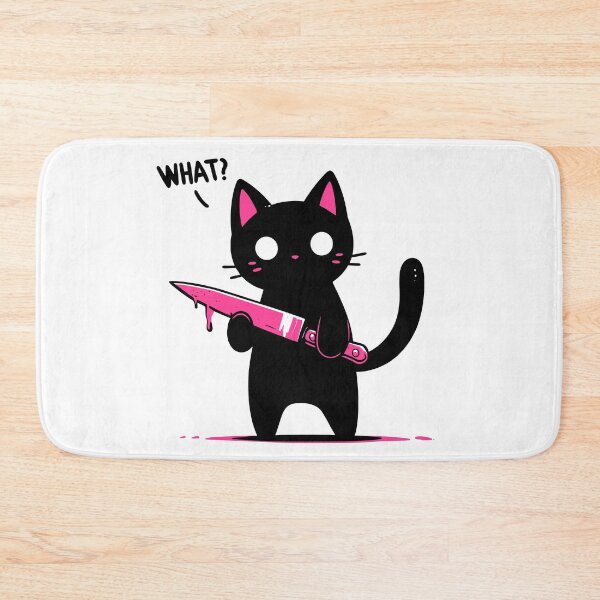 Item preview, Cat what? Murderous Black Cat with knife designed and sold by TomFrontierArt.