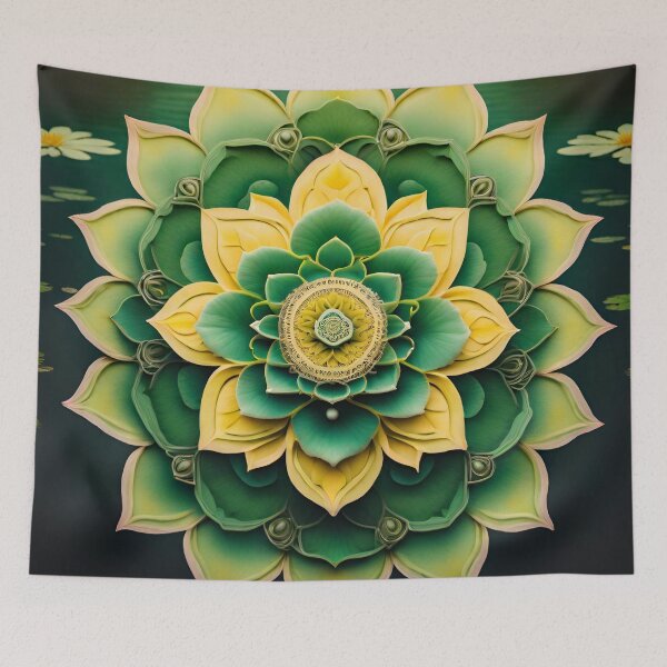 Item preview, Lotus Mandala Tranquil Yellow and Green Floral designed and sold by SpiritualManda.