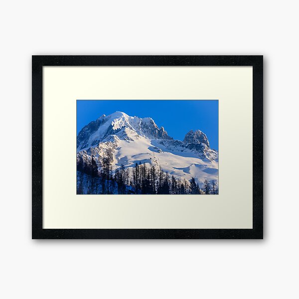 The Grand Montets ski resort in Argentiere at sunset Framed Art Print