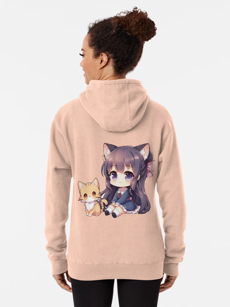 chibi Anime girl with orange cat
