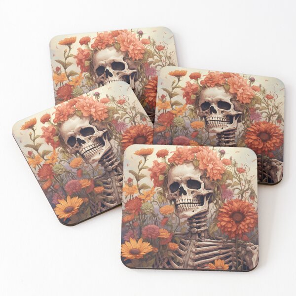 Item preview, "Skeleton with Flowers Painting designed and sold by TinyTints.