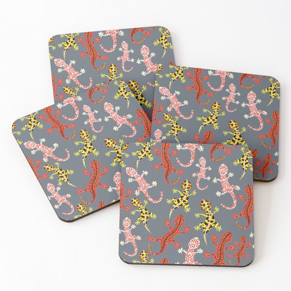 Item preview, TRIBAL GECKOS - grey background  designed and sold by susyrdesign.
