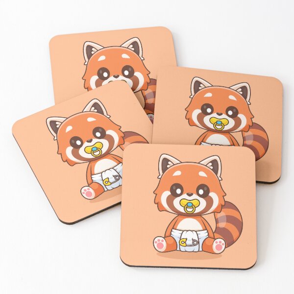 Item preview, Charming Baby Red Panda with Pacifier and Diaper Cartoon Icon designed and sold by hjian8219.