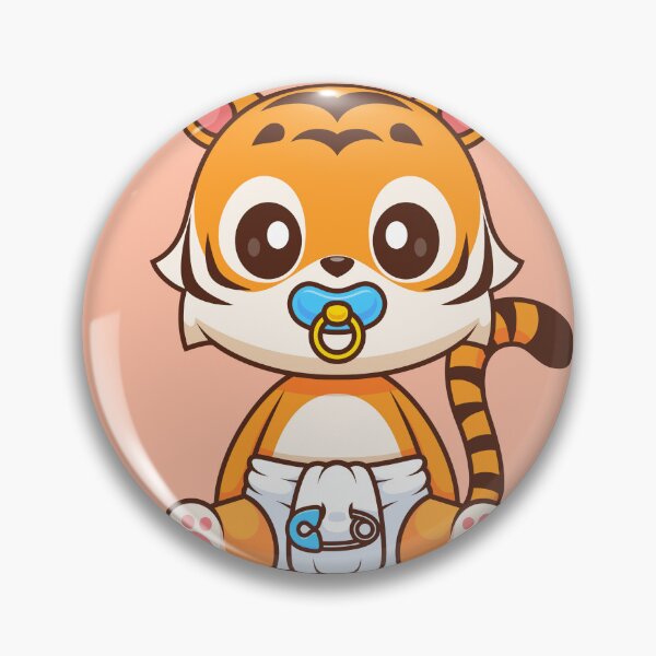 Item preview, Adorable Baby Tiger with Pacifier and Diaper Cartoon Icon designed and sold by hjian8219.