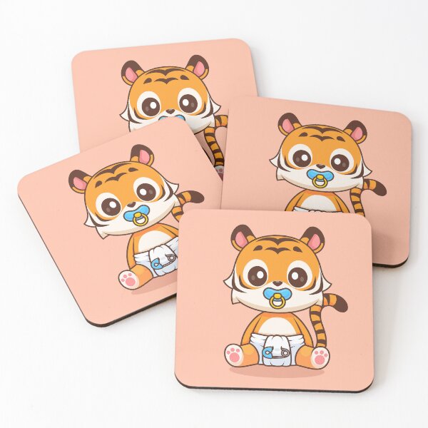 Item preview, Adorable Baby Tiger with Pacifier and Diaper Cartoon Icon designed and sold by hjian8219.
