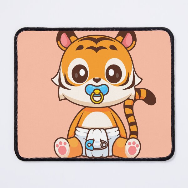 Item preview, Adorable Baby Tiger with Pacifier and Diaper Cartoon Icon designed and sold by hjian8219.