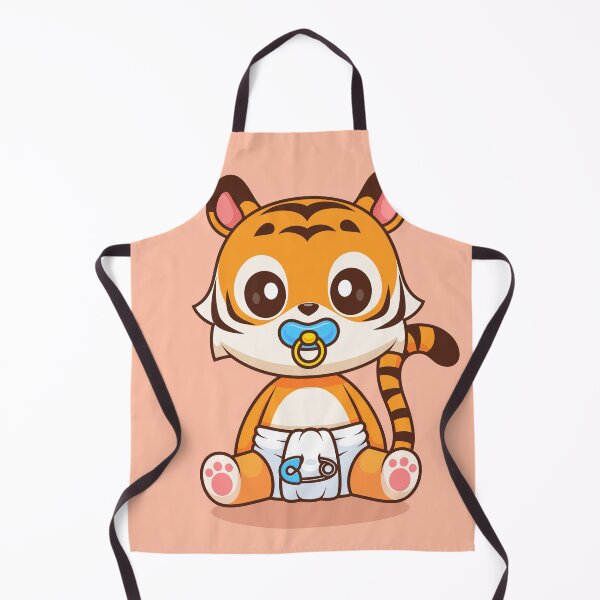 Item preview, Adorable Baby Tiger with Pacifier and Diaper Cartoon Icon designed and sold by hjian8219.