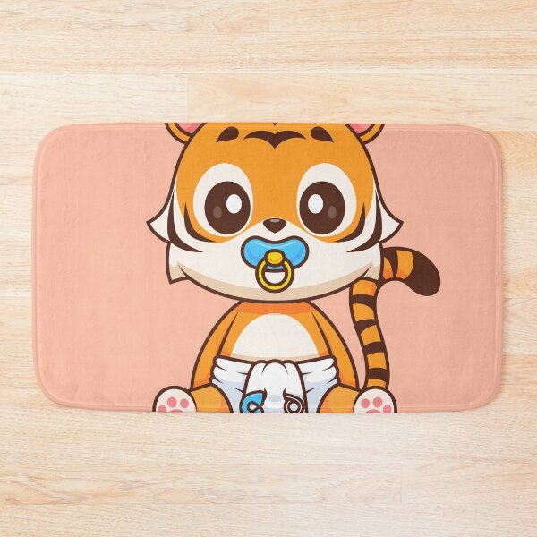 Item preview, Adorable Baby Tiger with Pacifier and Diaper Cartoon Icon designed and sold by hjian8219.