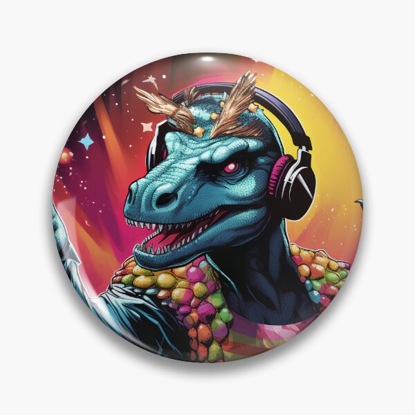 Artikelvorschau, Psychedelischer Disco-Dino entworfen und verkauft von TinyTints.