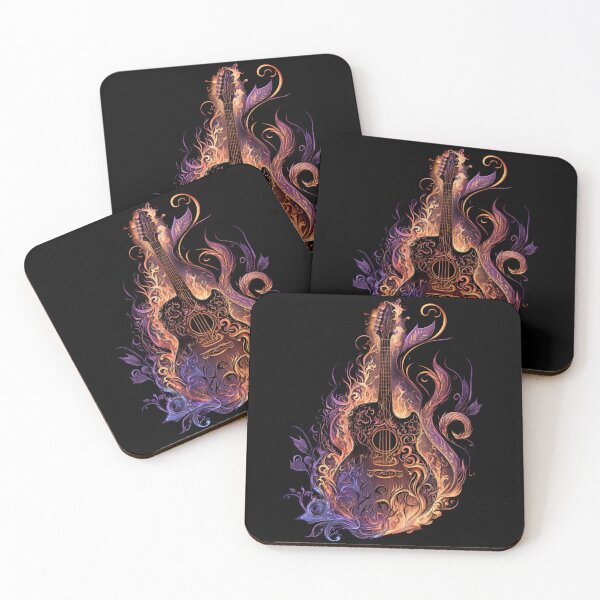 Item preview, Guitar bass metal band purple fire / flames leaves design designed and sold by EternalDelight1.