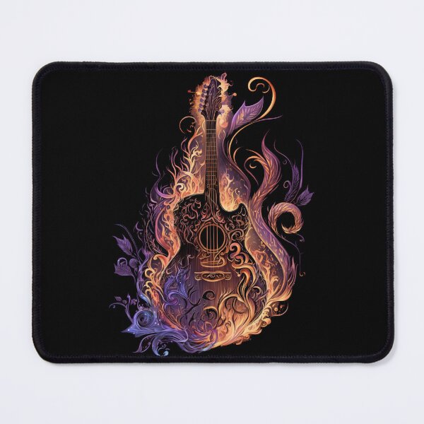 Artikelvorschau, Gitarre Bass Metal Band lila Feuer / Flammen Blätter Design entworfen und verkauft von EternalDelight1.
