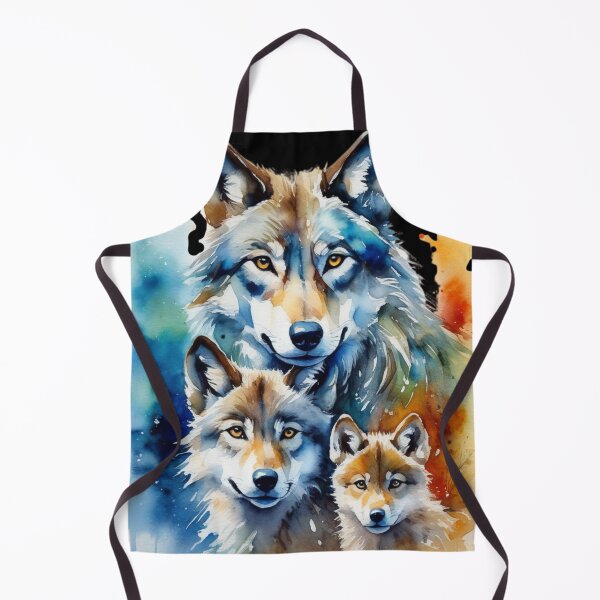 Artikelvorschau, Wolfsmutter mit kleinen Wölfen entworfen und verkauft von Watercolored-Me.