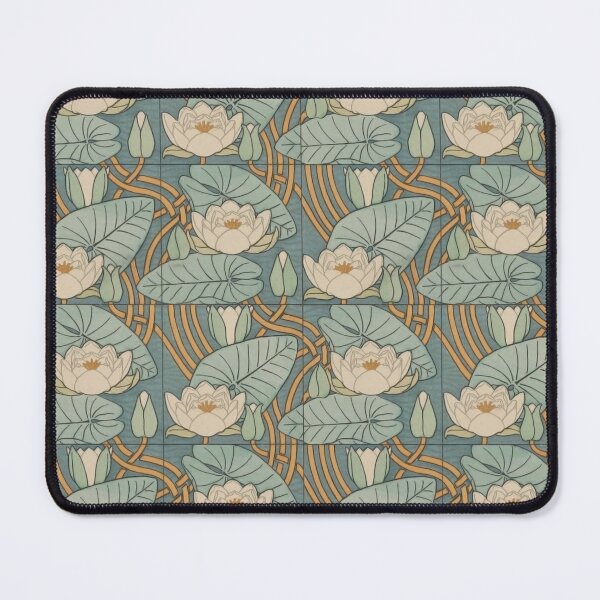 Item preview, art nouveau water lily pattern artwork design designed and sold by antiqueart.