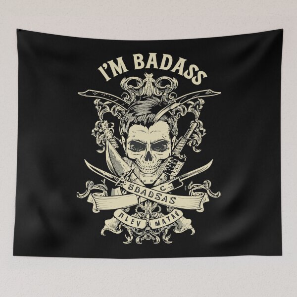 Item preview, I am BadAss, Pirate skull, Skull, old style hardcore tattoo designed and sold by PhotoArtMC.