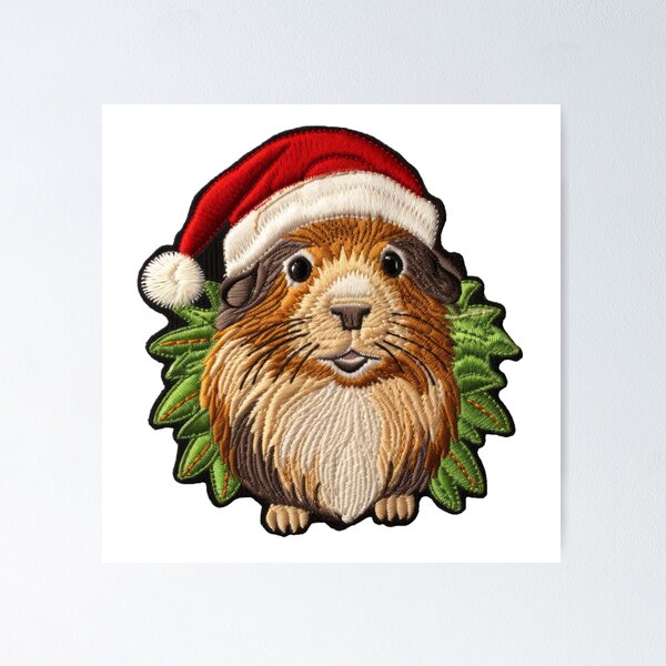 Aperçu de l'œuvre Cochon d'Inde de Noël sur patch créée et vendue par pkk1designsart.