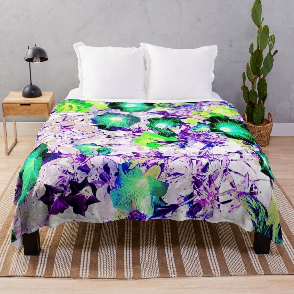 Item preview, flowers in green tones on a purple background designed and sold by Gabriel BOCQUAIRE.