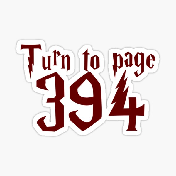 Turn to Page 394 Harry Potter Sticker - Vinyl Sticker, Reading