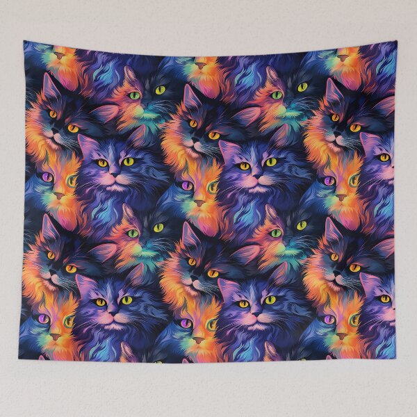 Item preview, Cosmic Cat Rebellion: Postmodernist Meow in Twilight Hues designed and sold by polonuim210.