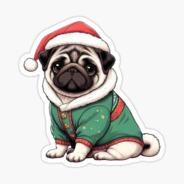 Item preview, Cute Christmas Pug in Sweater designed and sold by KAI-Studio.