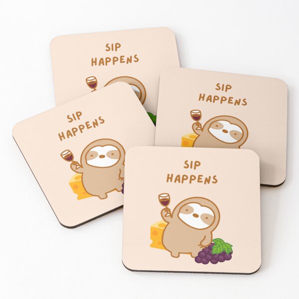 Item preview, Sip Happens Red Wine Sloth designed and sold by theslothinme.