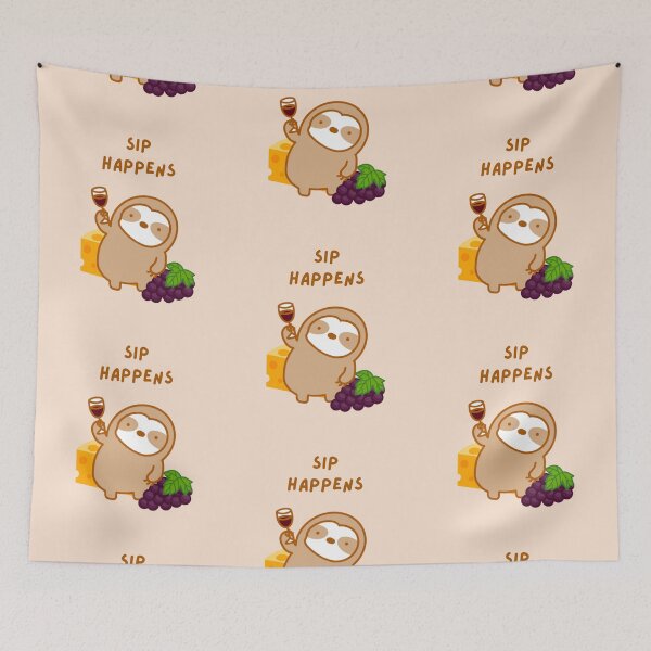 Item preview, Sip Happens Red Wine Sloth designed and sold by theslothinme.