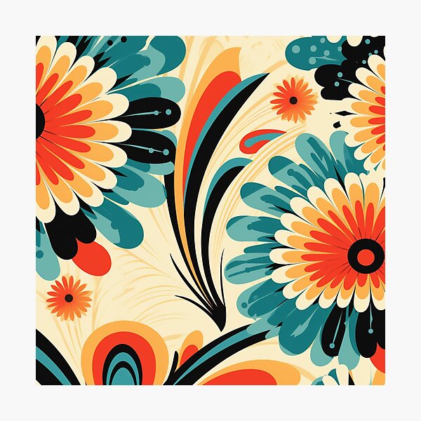 Item preview, Retro style flowers pattern designed and sold by SmileshareShop.