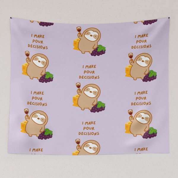 Item preview, I Make Poor Decisions Red Wine Sloth  designed and sold by theslothinme.