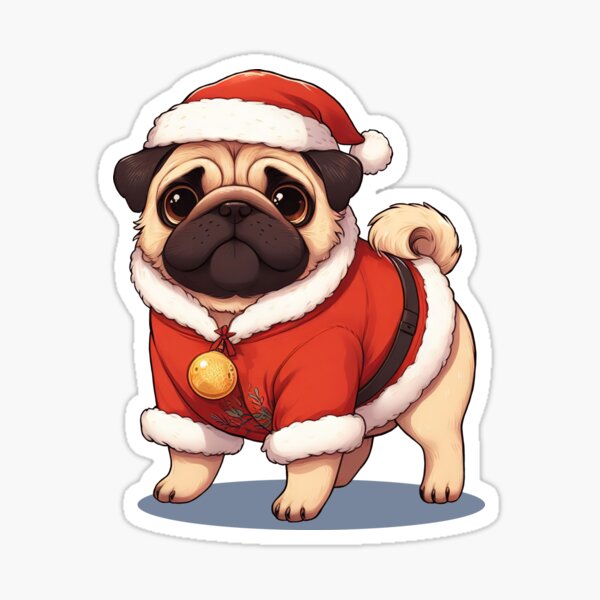 Item preview, Cute Christmas Pug Santa designed and sold by KAI-Studio.