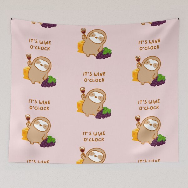 Item preview, Wine O’clock Wine and Cheese Sloth  designed and sold by theslothinme.