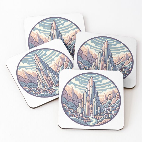 Item preview, Mystic Crystal Cityscape - Enchanted Mountain Town designed and sold by OniumEth.