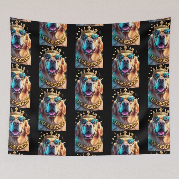 Item preview, Funny dog ​​with crown and golden collar designed and sold by ArtFeverShop.