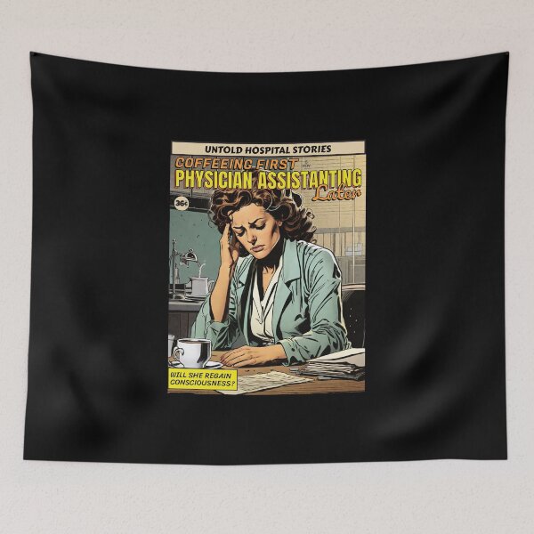 Item preview, Coffeeing First, Physician Assistanting Later - Funny Vintage Retro Comic Book Cover Art Style designed and sold by thecatcouch.