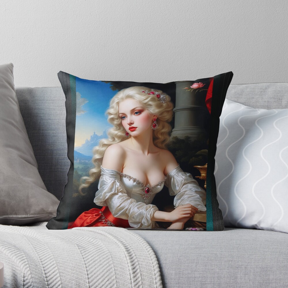 The Enchantress Of Desire AI Concept Art by Xzendor7 - An Alluring Glimpse Of Elegance 4 The Enchantress Of Desire Gorgeous AI Concept Art Portrait by Xzendor7 Decorative Throw Pillow Art Print